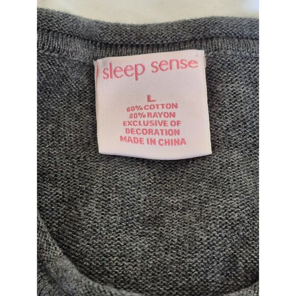 Unique Sleep Sense Women’s Large Nightshirt Gray Knit with Raised Sheep Design - Picture 5 of 9